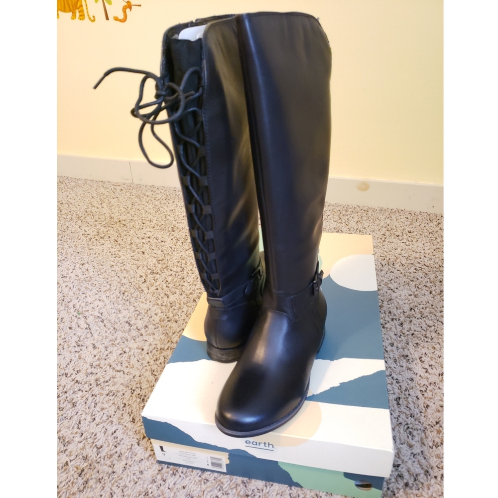 Earth Beaverton Leather Knee High Boots 9 NEW!